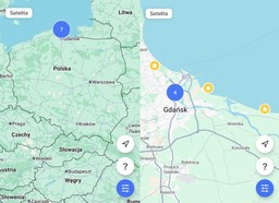 mapy Polski i Gdańska z zaznaczonymi 7 punktami