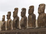 Stone statues showing faces