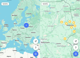 mapy Europy i Podlasia z zaznaczonymi 5 punktami 
