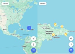 map of the Dominican Republic with 5 marked points