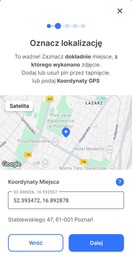 oznacz lokalizację - widok z aplikacji
