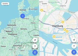 map with five points in Hamburg