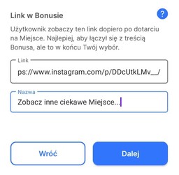 link w bonusie - widok z aplikacji
