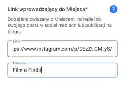link wprowadzający - widok z aplikacji
