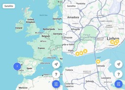map of Europe and map of Lisbon with 7 points